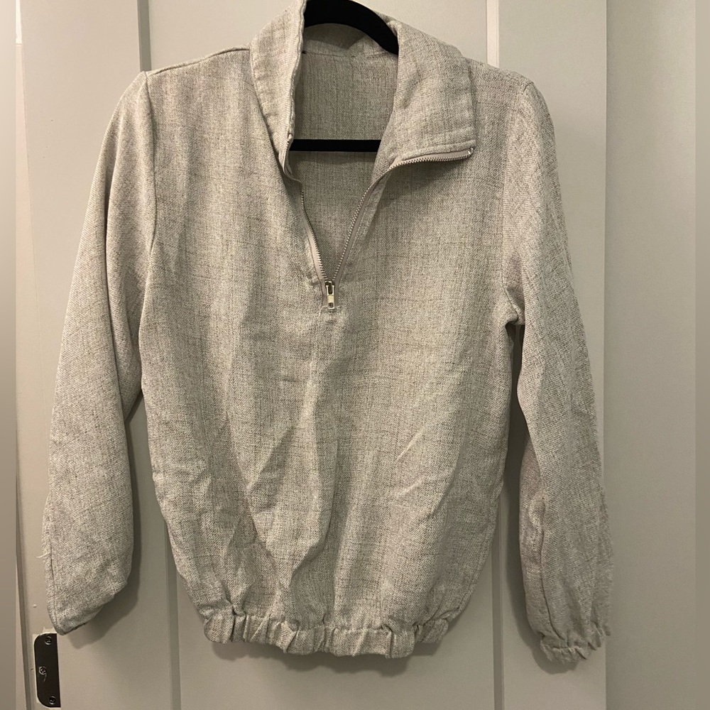 SHEIN half zip light gray sweatshirt